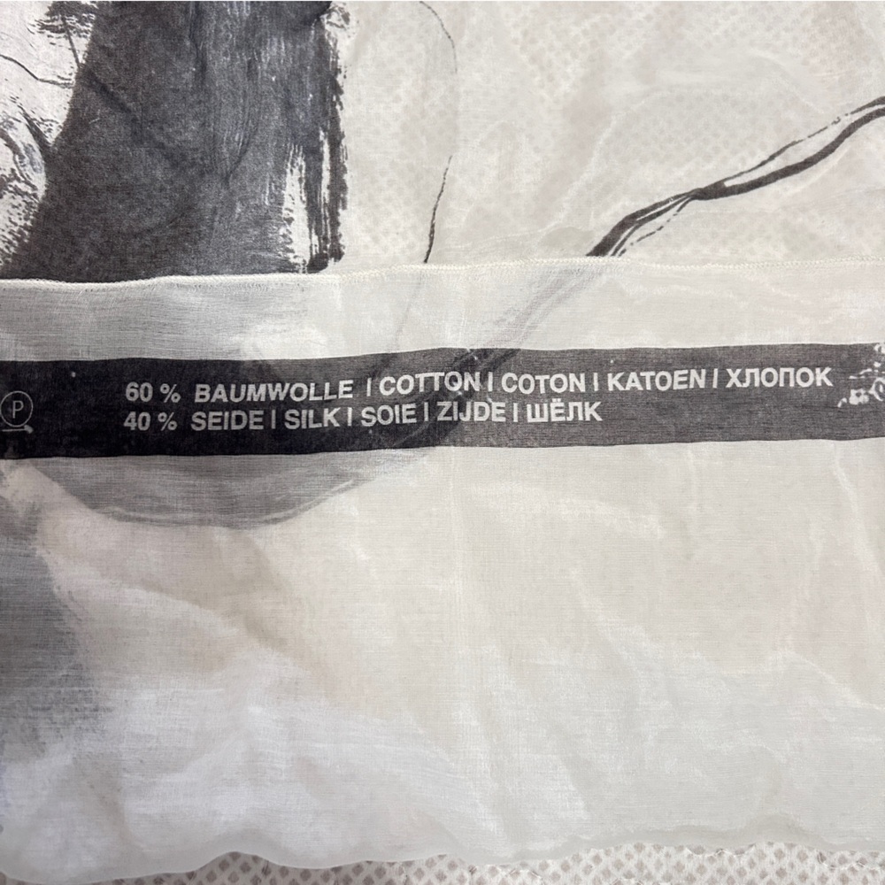 Annette Gortz Large Cotton Silk Gray Sheer Scarf - Picture 3 of 7